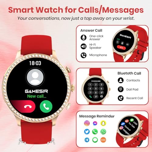 Image of GameSir Newest & Luxury Round Dial GEN 12 Smart Watch 1.69 inch AMOLED Display with High Resolutions Bluetooth Calling Multiple Watch Faces & Sports Mode Smartwatch for Women & Men (Red)