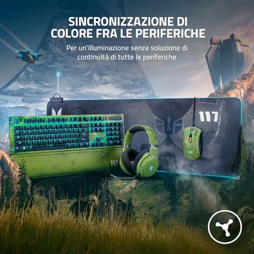 Goliathus Extended Chroma - Morbido tappetino per mouse da gioco esteso con illuminazione Chroma RGB (Supporto per cavi, Superficie in tessuto, Bordo trapuntato) HALO Infinite Ed. - Mousepad - Immagine 5