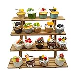 SOYOKAZE 4-Tier Rustic Wood Plant Stand, 12 Inch Tall Collectible Riser Stand， Wooden Retail Cake Stand Display Table. Product, Food, Dessert, Cookie, Merchandise, Donut, Craft Show Tabletop Riser