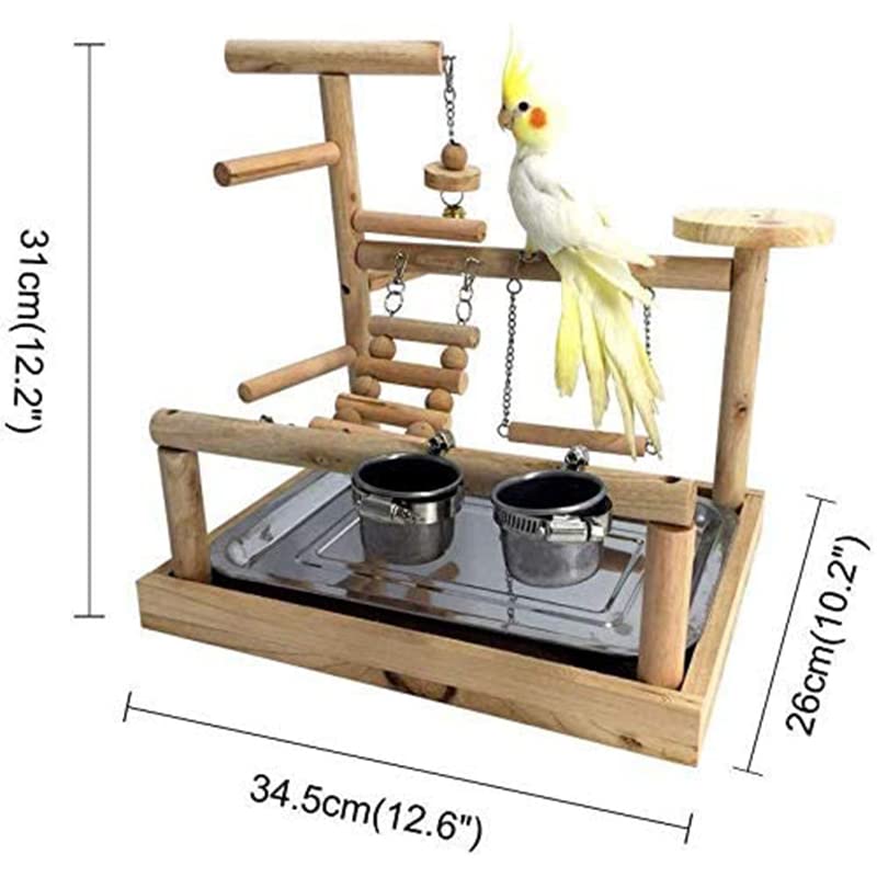 Percha para pájaros Soporte de Juego for Loros y Mascotas con Taza, Bandeja Juguetes for pájaros, Escalera Colgante for Escalada, Puente, cacatúa, Parque Infantil, Perchas for, Periquito