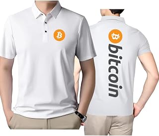 Men's casual polo-shirts lapel button outdoor tee Bitcoin summer cool feeling short-sleeved shirt