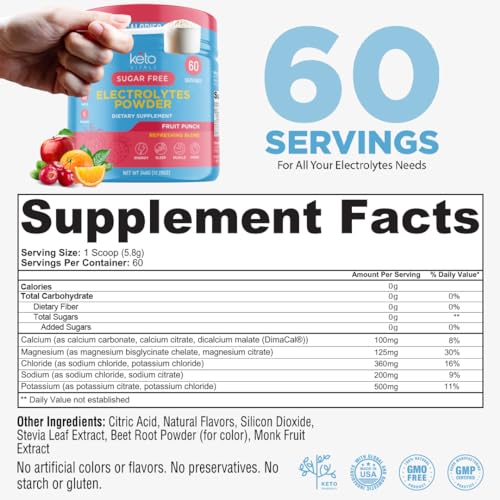 Image of Keto Vitals Keto Electrolytes Powder | Keto-Friendly Electrolytes with Potassium, Magnesium, Sodium, Calcium | Electrolytes Sugar Free | Supplement Energy Drink Mix | Zero Calories, Zero Carbs