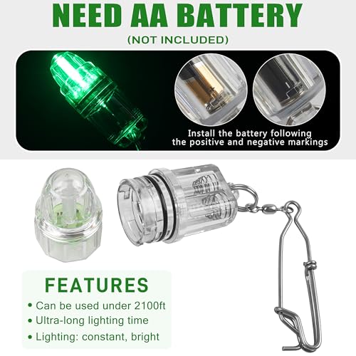 Luz de pesca subacuática para caída profunda con lámpara LED impermeable verde 5