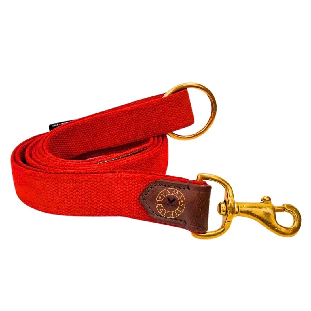 Vama Leathers Strong Leash - 100% Cotton & Natural Leather - Soft in Hand - No Sweat in Hand - Patent Applied Dual Handle Functionality - for Large and Big Size Dog, 5 Feet Long - Racing (Red) (B0BTHGS79T) Amazon Price History, Amazon Price Tracker