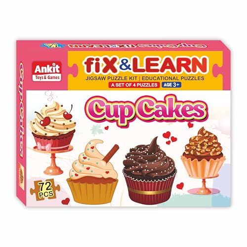 Image of Ankit Toys & Games Fix 'n' Learn Cup Cakes Jigsaw Puzzle for Kids | Educational and Learning Toy for Kids Age 3 and Above | Boost Memory Skills | 72 Pieces Transport Puzzles (Set of 4 Puzzles in Box)