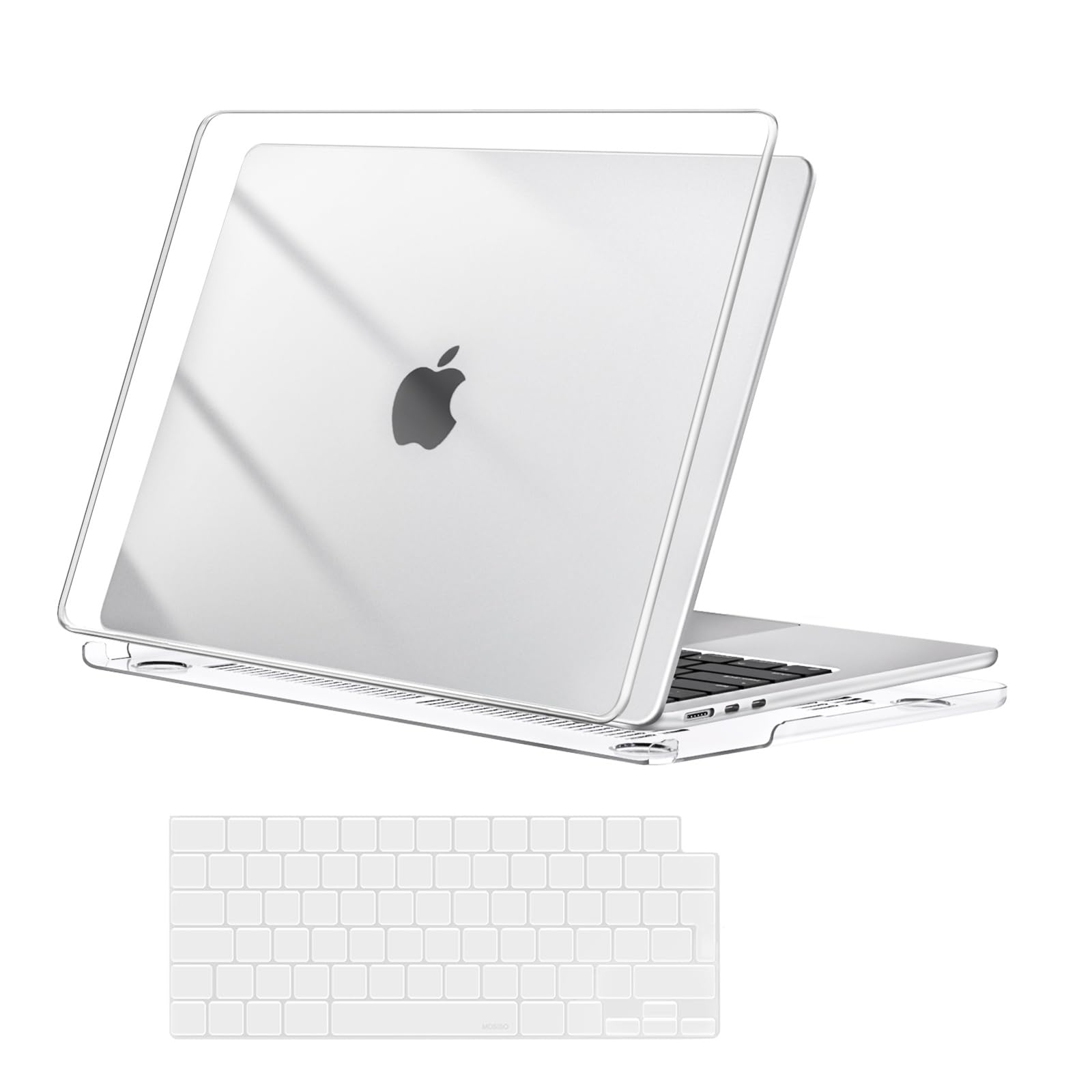 MOSISO Coque Compatible MacBook Air 13 Pouces M5 2026 M4 2025 M3 M2 2024-2022, Coque Rigide 13,6" A3449 A3240 A3113 A2681 Touch ID Film Clavier Cristal Clair