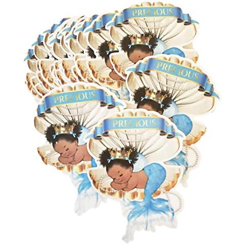Baby Mermaid Party Cut-Outs, African American Mermaid Baby Shower Decoration (2 1/2 inches) Cover