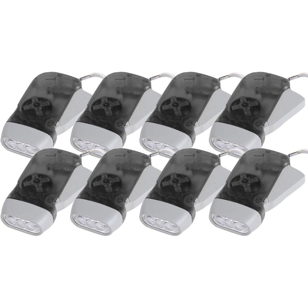 Torcia Ad Energia Manuale 4/8/10 Pezzi Torcia Elettrica A Mano, Torcia Elettrica Manuale Senza Batteria con LED, Torcia Elettrica A Dinamo per Campeggio Ed Escursionismo(Gray Color,Set 2)