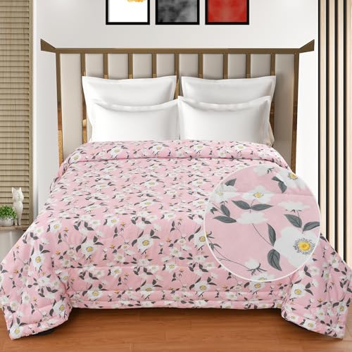 Image of FRESH FROM LOOM Microfiber All Seasons Collection Micro Fiber Comforter | Dohar | Quit | Double Bed | Double Weaved | Washable | Hypoallergenic Skin Friendly (Misty-Rose | 90x95 inch)