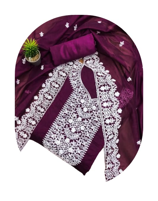 rkal Fab Women,s Santoon unstiched hevy modal embroidery dress material free size