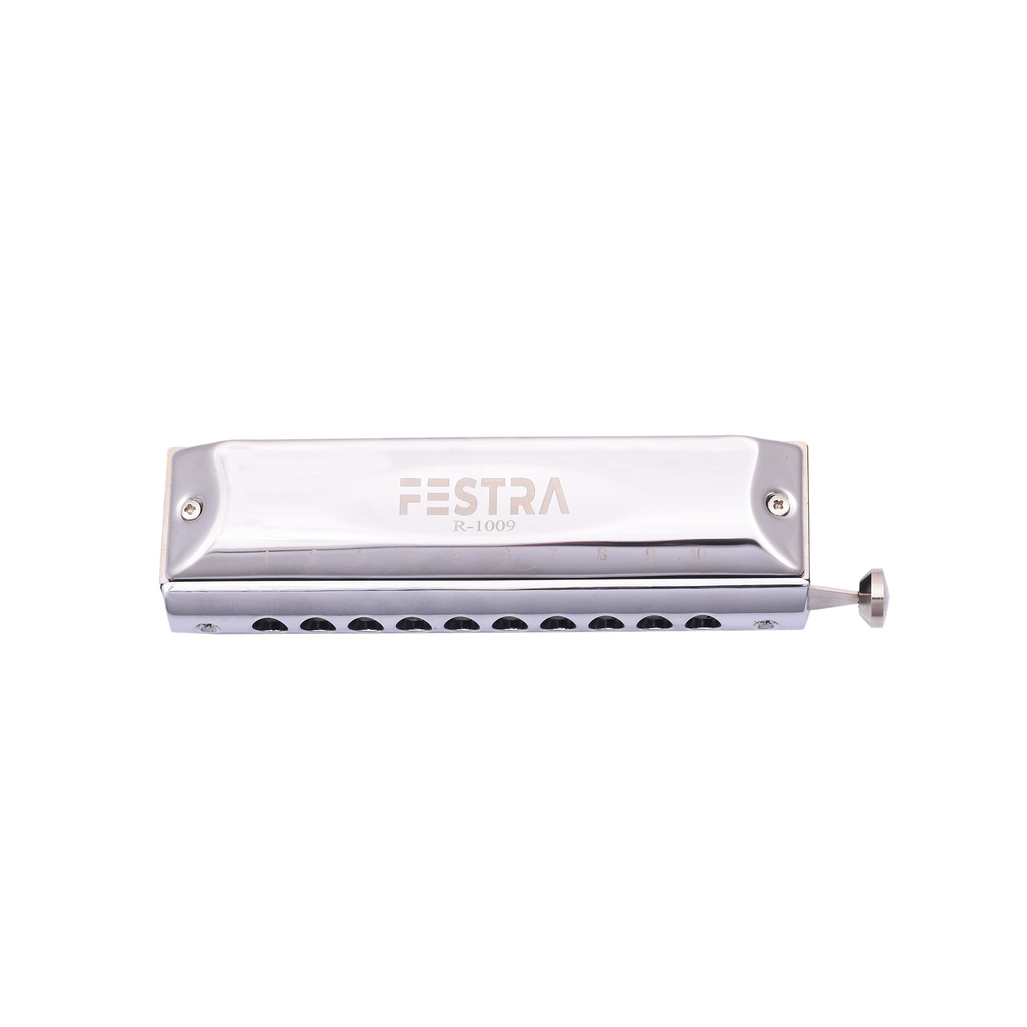 Festra R-1009 Advanced Chromatic Harmonica - 10 Holes 40 Tones with Scale Changer, Perfect for Adults, Professionals, and Students (Silver) 2