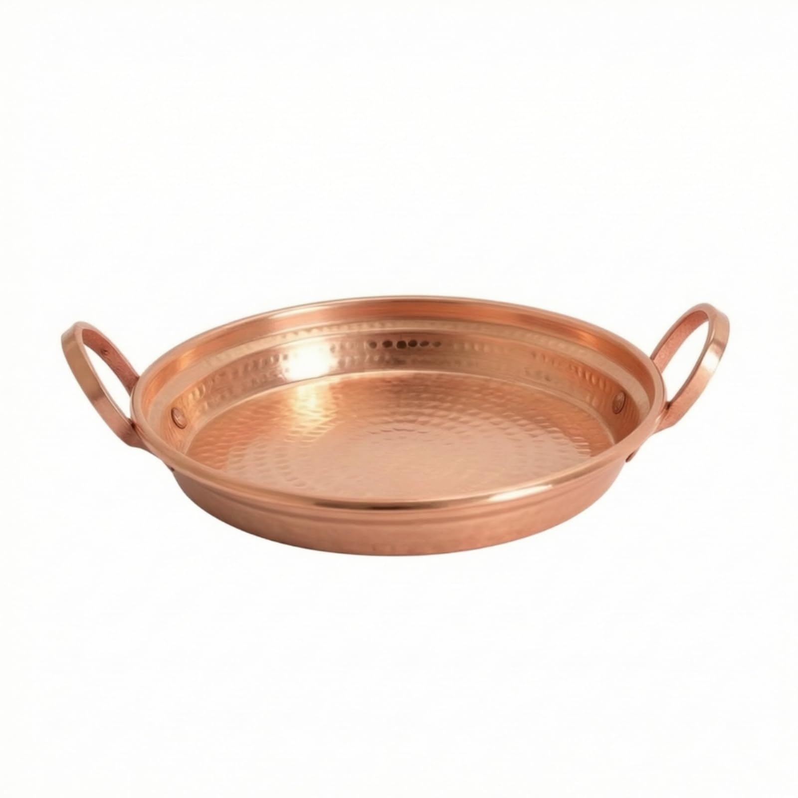 Paellera Cobre Martillado Sartén Cobre Multiusos Cazuela con para Cocina, Pequeño 22CM