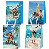 20PCS Moana Party Gift Bags, Moana Kraft Paper Favor Bags with Handles Goodie Candy Bags Treat Bags for Kids Fans Birthday Party Supplies