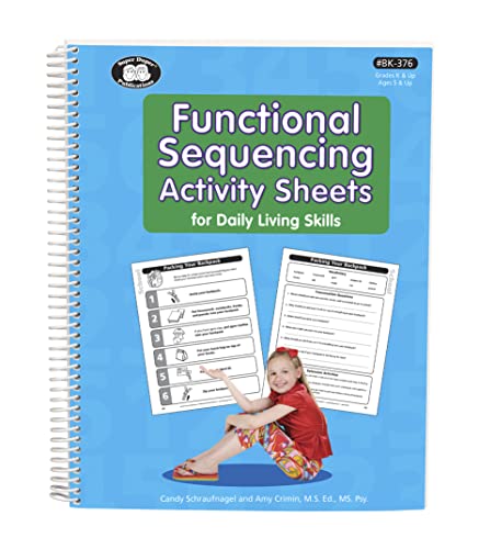 Super Duper Publications | Functional Sequencing Activity Sheets for Daily Living | Meal Time, Hygiene, Household Chores, Safety, Retail Sales, Entertainment, Transportation, and School Activities