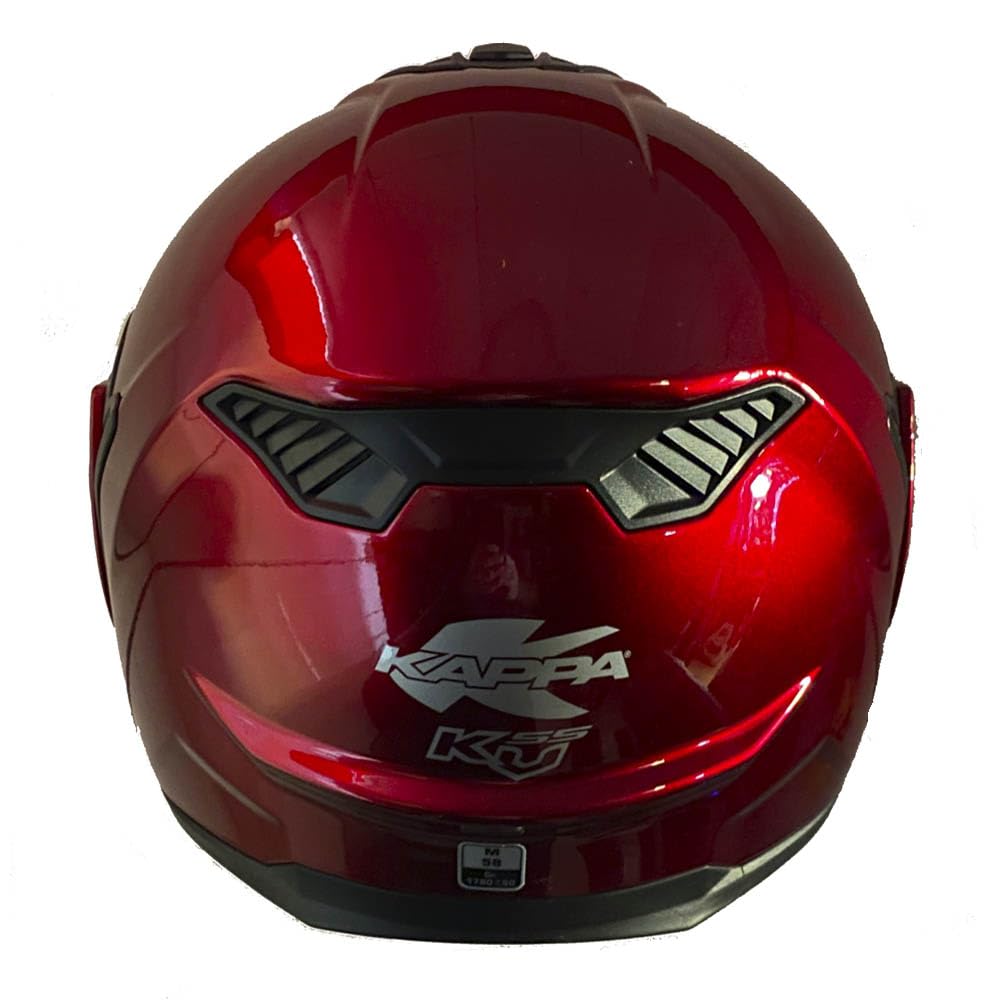 Kappa KV55 Casco de Moto Modular, Burdeos Brillo, Abatible 180 Grados, con Visera Interior Ahumada, Interior Desmontable