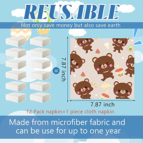 Hosuly 24 Pcs Animal Reusable Cloth Napkins For Kids 7.87 X 7.87 Inch,6 Style Summer Party Napkins Washable Dinner Cloth Soft Cute Table Microfiber Fabric Napkins For Family School Lunch #TOP1