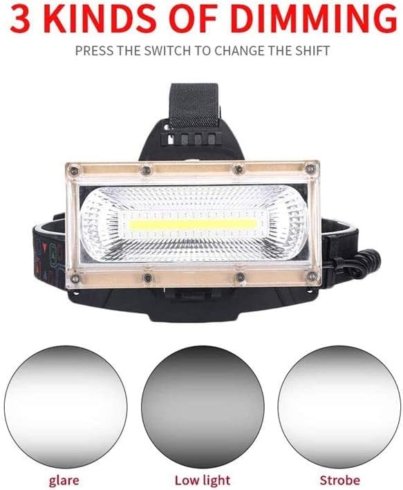 Linterna Frontal LED, Potente Faro LED COB, Linterna Frontal Recargable, 3 Modos, Linterna Frontal Impermeable for Pesca