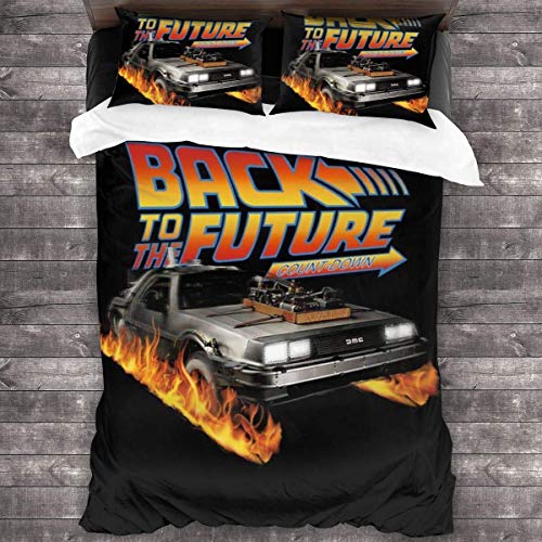 Knncch Delorean Count Down Back to The Future Ensemble de literie 3 pièces Housse de Couette Ensemble de literie décoratif 3 pièces avec 2 taies d'oreiller Cover