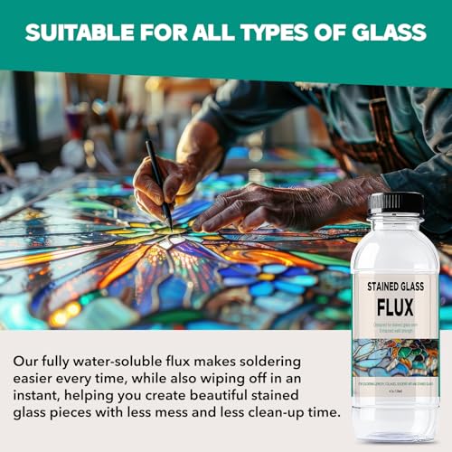 Image of Liquid Zinc Flux for Stained Glass - 4oz - Stained Glass Flux for Soldering Work, Glass Repair and More - Liquid Flux for Stained Glass Solder - Stain Glass Tools and Supplies - Stained Glass Kit