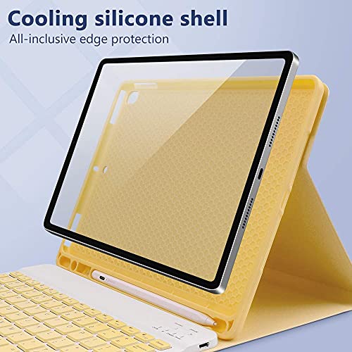 PboyiqiS Keyboard Case for iPad 9th/8th/7th Gen with Mouse, Case for iPad Air 3/Pro 10.5 with Pencil Holder, Detachable Wireless Bluetooth Keyboard Mouse Set (Yellow) - Image 3