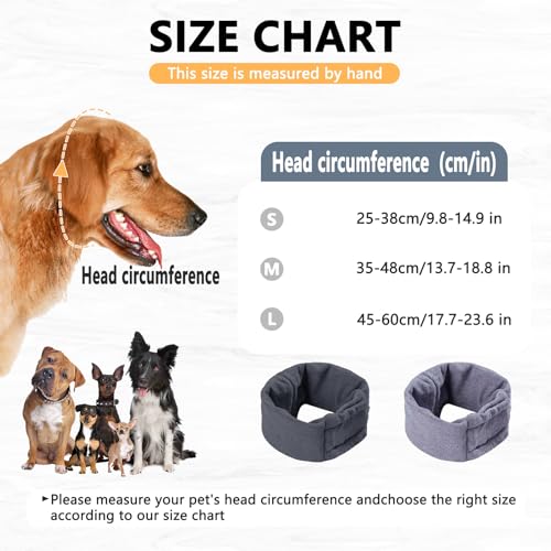 Hunde-Ohrenschützer, beruhigende Kapuze, Hals- und Ohrenwärmer, bequem, verstellbar, geräuschreduzierend, Ohrenschützer für Angstlinderung (Grau, M)