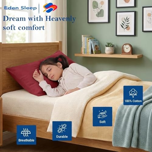 Image of Toddler Travel Baby Pillowcases, Pack of 2 Zipper Closure Pillow Cover 100% Cotton Small Pillowcase, 500 Thread Count Nersury Pillowcase for Kids 12x16 inch, Burgundy