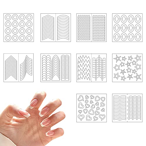 IOPYKKOA Pegatinas de manicura francesas, 40 hojas autoadhesivas French Tip Guide para uñas de gel, rayas de manicura francesa para manicura Cover