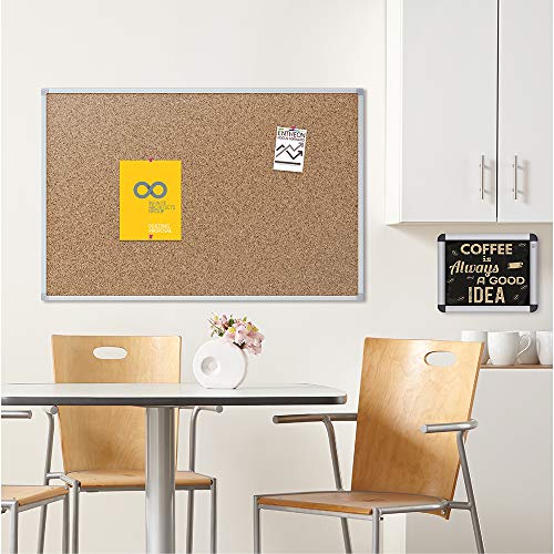 Mead Corkboard, Framed Bulletin Board, 2' X 1.5', Cork Board, Aluminum Frame (85360) , Brown #TOP1
