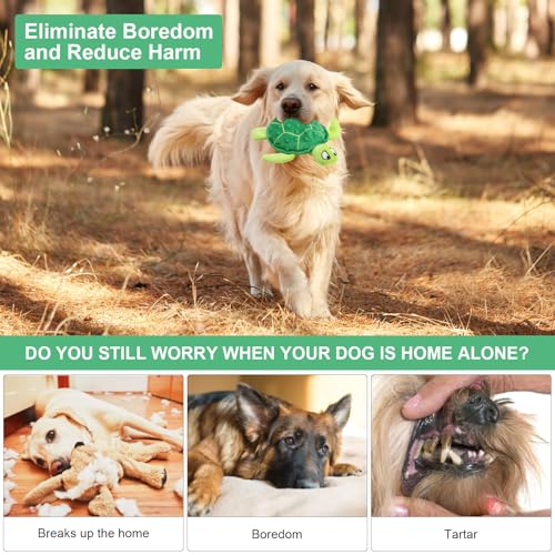 TNSLAND Juguete interactivo para perros, juguete interactivo para cachorros, juguete masticable para perros de peluche de 25 cm, tortuga para perros pequeños y medianos - imagen 5
