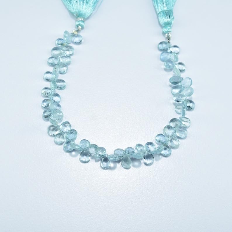 Naturalne fasetowane koraliki z akwamaryny gruszki 5,5 x 7,5-5,5 x 8 mm 18 cm długi sznurek tworzenie biżuterii koraliki z kamieni szlachetnych do naszyjnika bransoletki