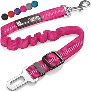 Seat Belt for dogs with Anti shock Bungee Buffer One of Important Car Travel Accessories for Dogs Adjustible, Elastic (Pink, 1 Pack)