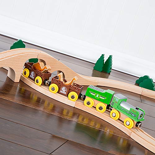 image for Orbrium Toys 12 (18 Pcs) Wooden Engines & Train Cars Collection with A