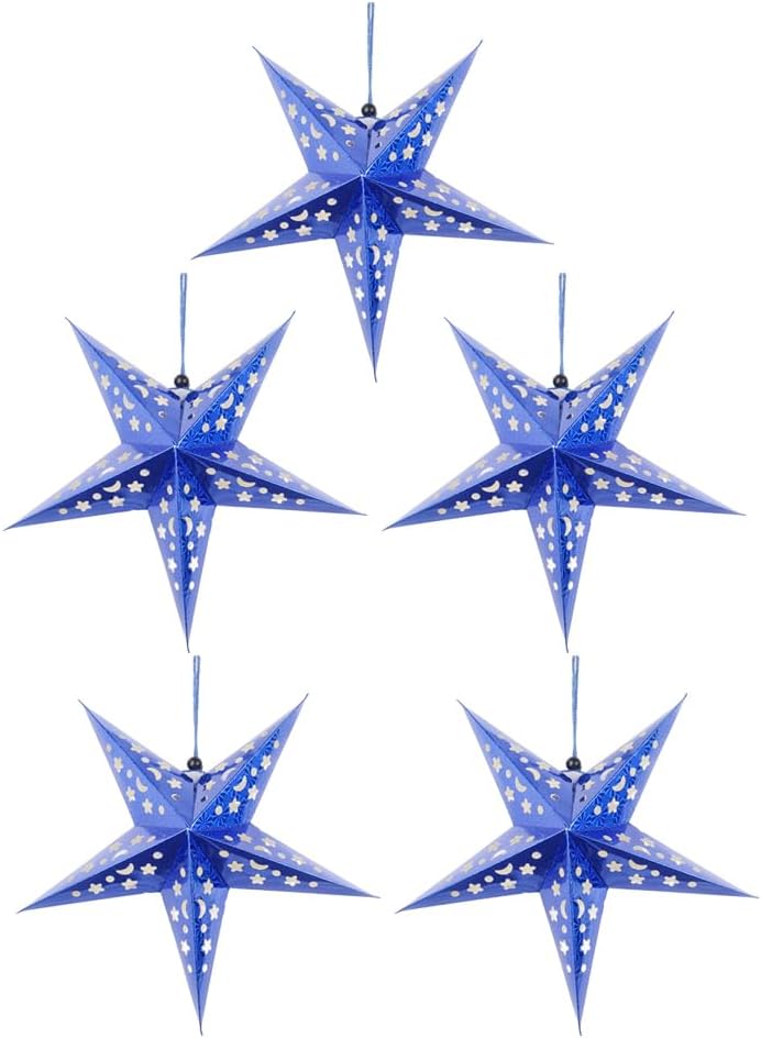 Hanging Paper Star Lantern Ceiling Twinkle Pentagram Lampshade Christmas Wedding Party Ornament 30CM 5Pcs