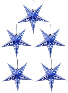 ABOOFAN Pantalla de Papel 3D con Purpurina de 30 cm, diseño de Estrella de Papel 3D, Pentagrama, Copos de Nieve, para Bodas, Fiestas, hogar, Navidad, Color Azul