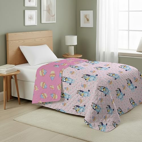 Image of Northwest Bluey Cupcake Stars Quilted Reversible Throw Blanket - Official BlueyThrow Blanket, for Any Kid - Bed, Couch, or Playroom, 60 x 80 Inches