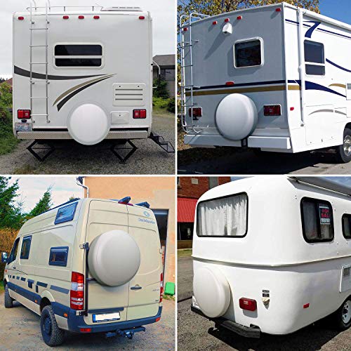 AmFor Spare Tire Cover, Universal Fit for Jeep, Trailer, RV, SUV, Truck and Many Vehicle, Wheel Diameter 30" - 31", Weatherproof Tire Protectors (White) - Thumbnail 3