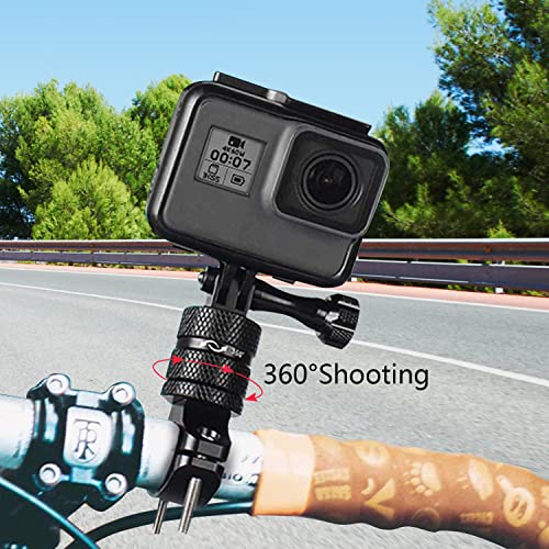 Supporto per Bici per Action Cam Alluminio Action Cam con Montaggio su Bici Nanubrio Azione Rotazione a 360 Gradi Accessori per Bici da Moto Compatibile con Gopro Hero 10 9 8 7 e Altre Action Cam