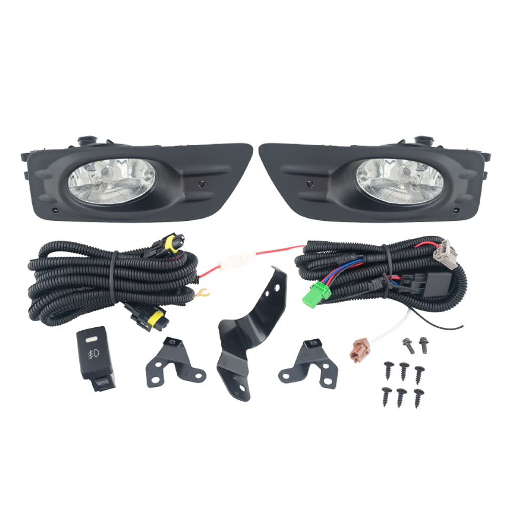 CONCEPT AUTOMOTIVE LIGHTS Replacement For 2006-2007 Honda Accord Sedan 4DR Fog Lights Lamps with Bezels and Assembly Set L&R Side (With Halogen Bulbs)