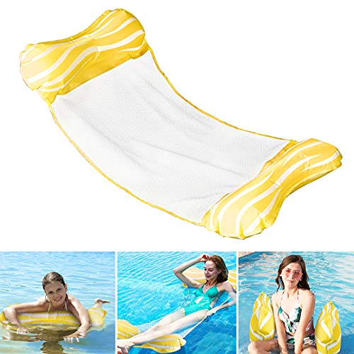 Fostoy Water Hammock Lounger, 4-in-1 Multi-Purpose Swimming Pool Float Hammock ( Saddle, Lounge Chair, Hammock, Drifter ), Portable Pool Hammock Floats for Adults