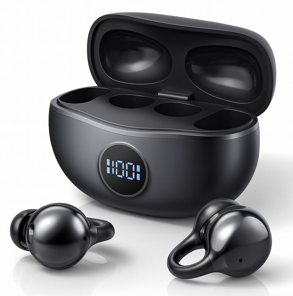 S88 Open Ear Clip-On Earbuds with Battery Indicator Display OWS Wireless Earphones | Situational Awareness | 40 Hrs Playback | Bluetooth V5.4 | ENC Mic for Calls | 40Ms Low Latency Gaming. Black