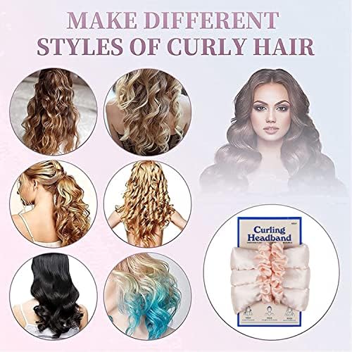 Heatless Hair Curler, Heatless Curling Rod Headband, Heatless Curls Hair Styling Tools for Long Medium Hair, No Heat Lazy Curler Set with Scrunchies, Silk Hair Wrap for Sleeping (Beige)