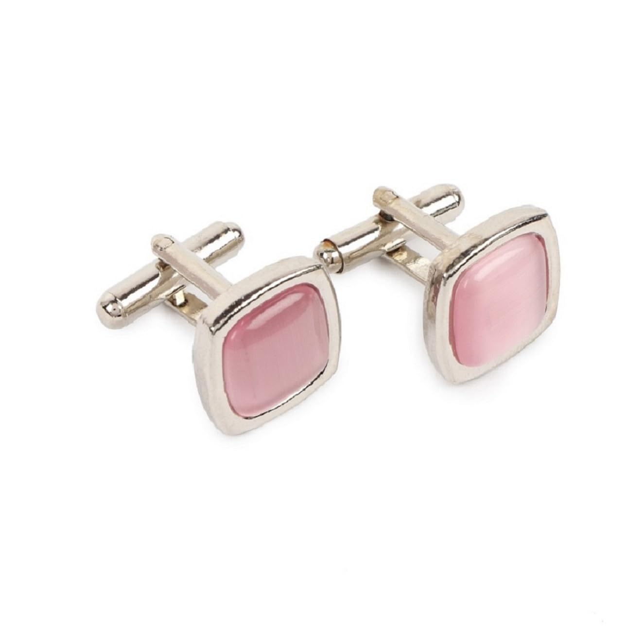 zitti Men's Pink Square American Stone Cufflinks – Brass Metal Formal Shirt Jewelry in Gift Box – Classic Dress Cuff Links for Business or Weddings-picture-1