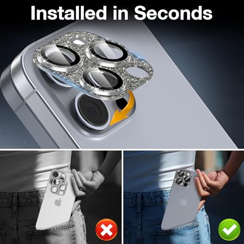 Protection d'objectif iPhone 16 Pro Max contre rayures verre à strass