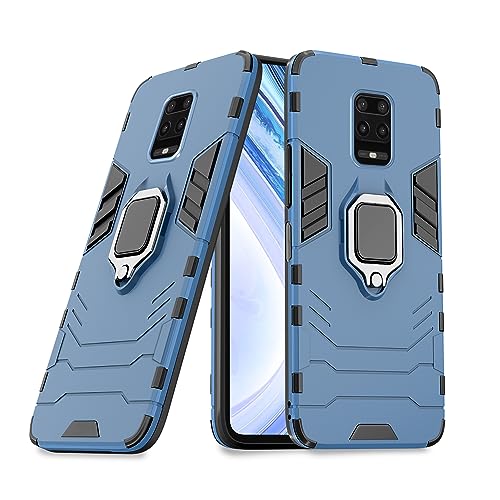 Image of Pikkme D5 Tough Armor Bumper Back Cover Case for Redmi Note 9 Pro,Note 9 Pro Max,Poco M2 Pro |Ring Holder & Kickstand in-Built (Blue)