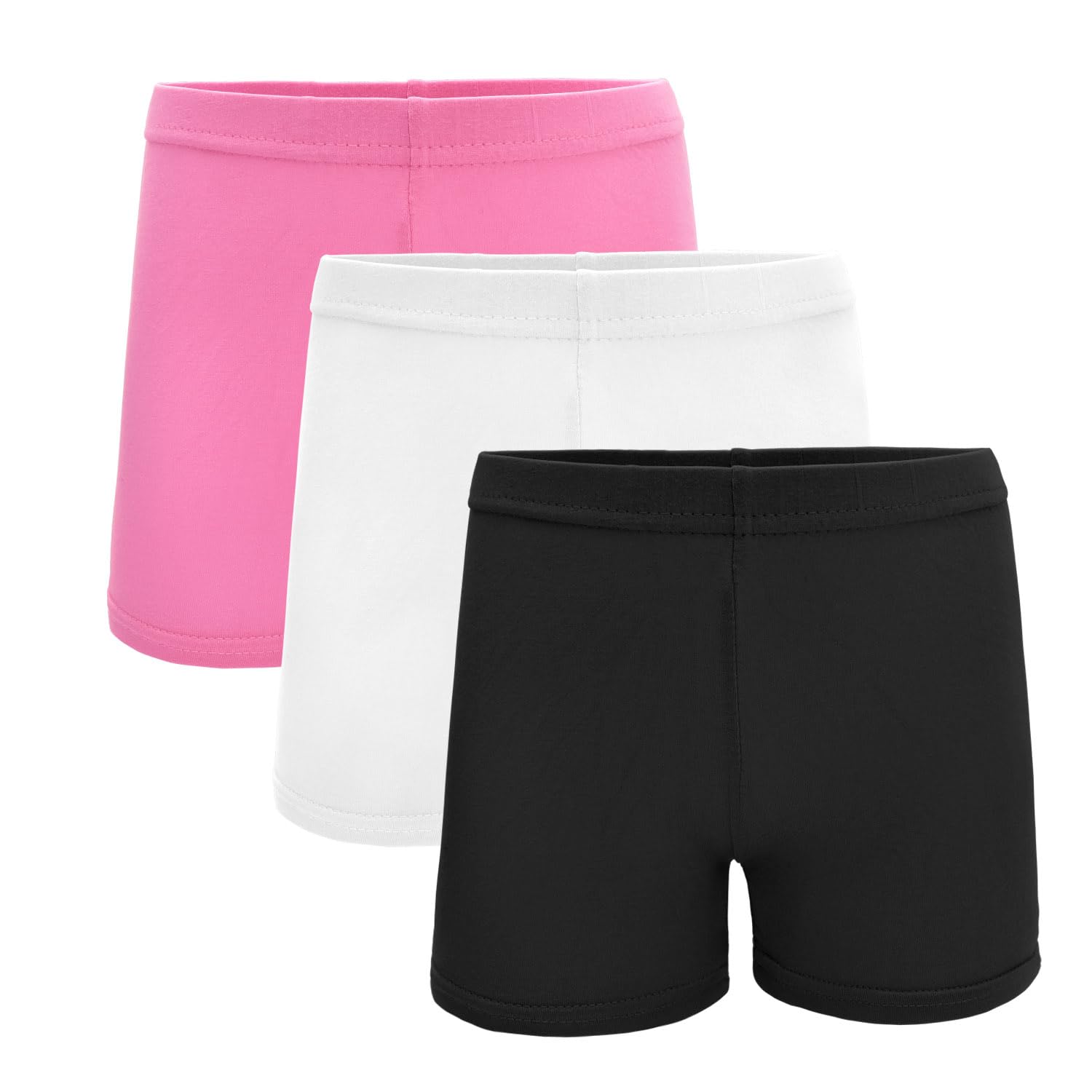 Lot de 3 leggings courts d'école pour filles, shorts de danse respirants et confortables pour enfants (2 à 10 ans)