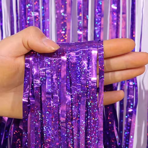 Kopper-24 Lametta Vorhang Lila 2 x 1 m – Glitzernder Holografischer...