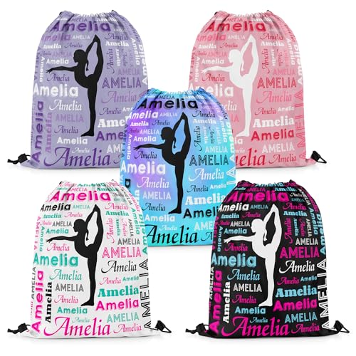 Custom Gymnastics Drawstring Bag Personalized Gymnastics Bags with Name Gym Drawstring Bag for Gymnast Gifts (Style8)