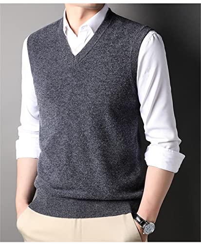 Wool Vest Fall Winter Men V-Neck Sweater Vest Business Warm Cardigan3