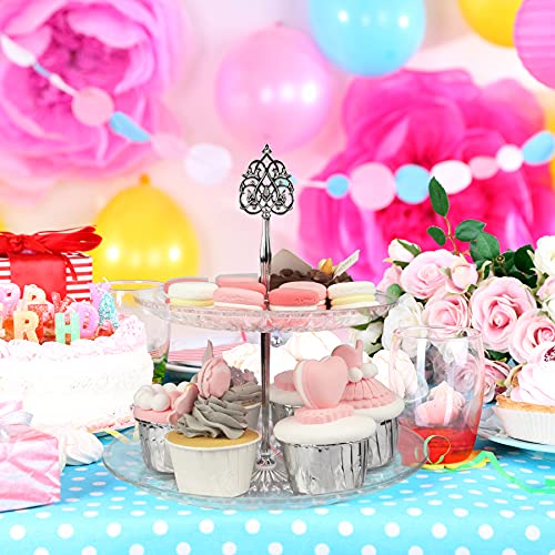 Lucky Will 2 Tier Cake Stand With Acrylic Plates Cupcake Holder Tower Tray For Weddings Birthday Baby Shower Parties Tea Party (Silver Scepter) #TOP5