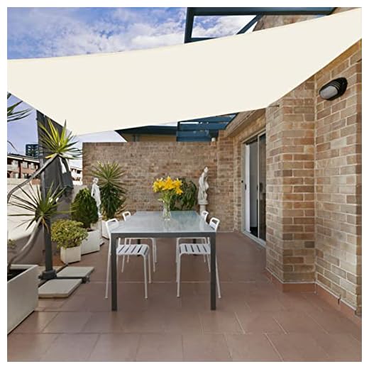 HENG FENG Voile d'ombrage Imperméable Rectangulaire 4x4 m PES Toile Solaire Protection des Rayons UV Résistante pour Extérieur Jardin Terrass Couleur Beige